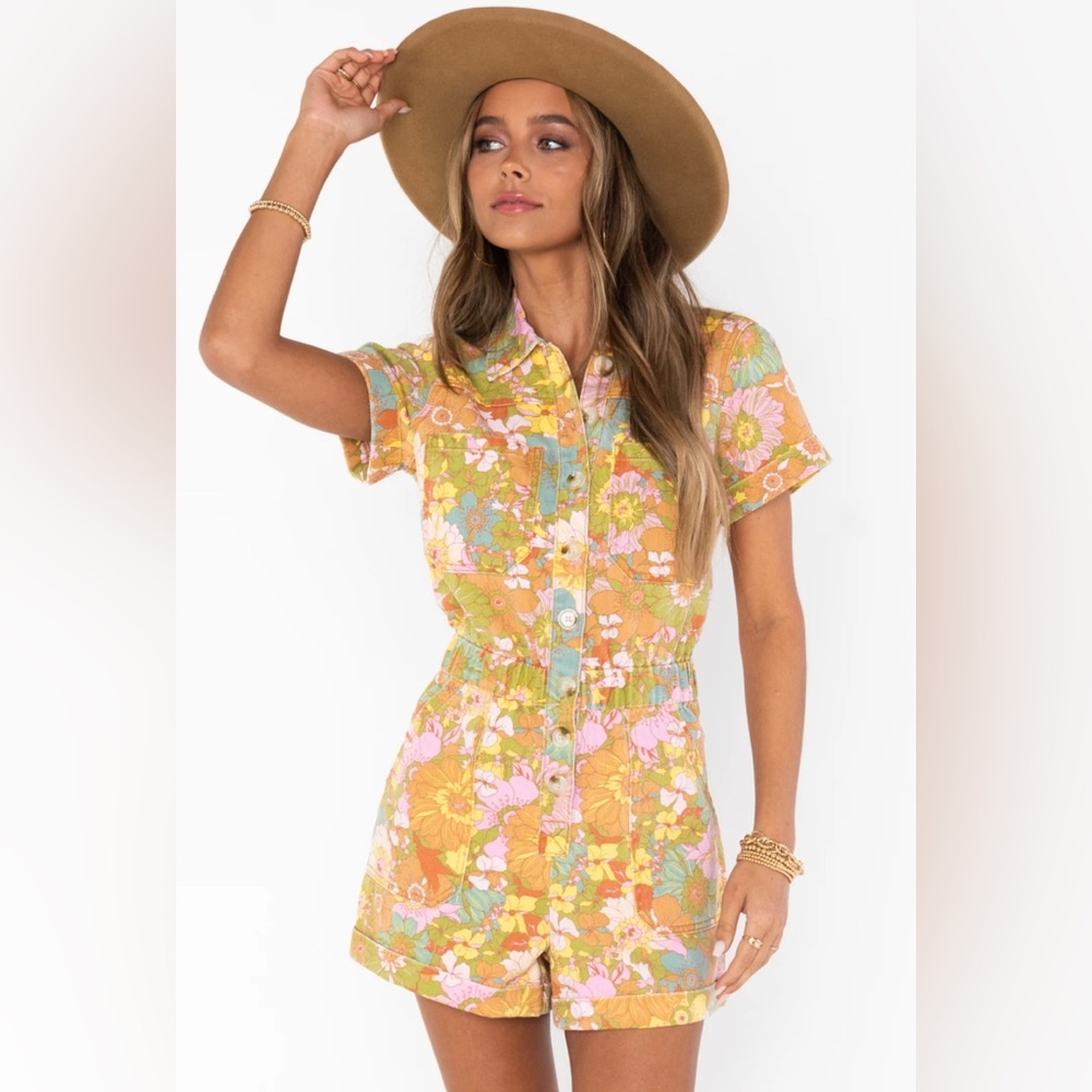 Show me your MuMu Floral The Cannon denim romper